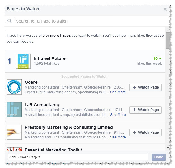 How to use Pages to Watch - part of  Facebook Pages Insights